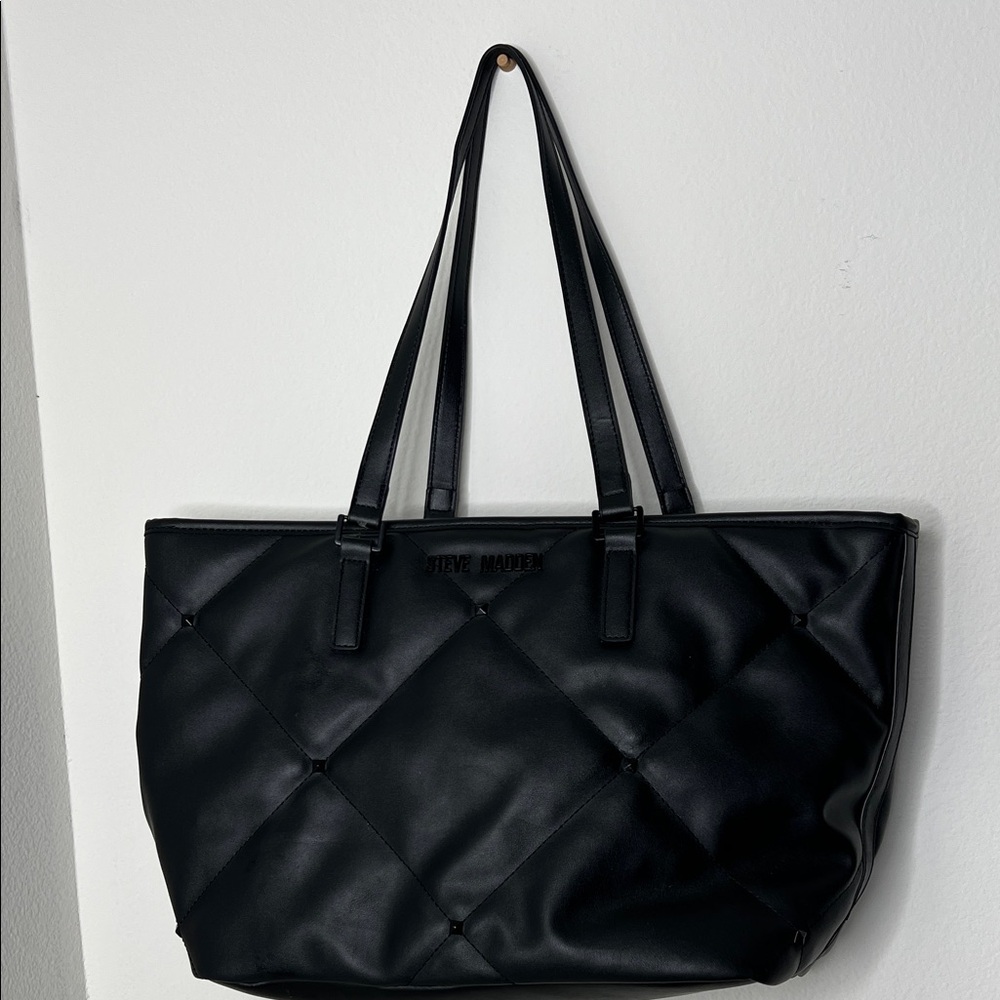 SM Black Quilted Tote Bag